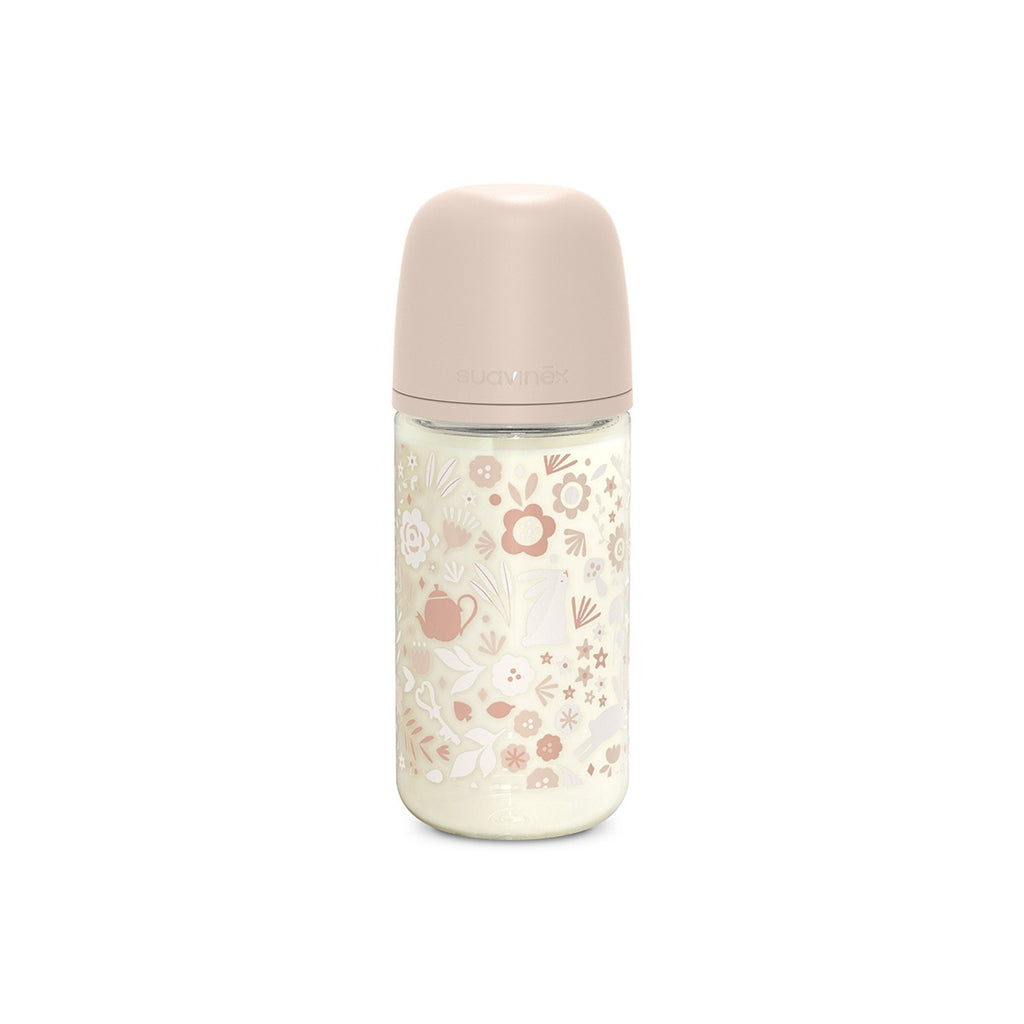 Suavinex - Biberón Cristal SX Pro 240 ml - Rosa Claro