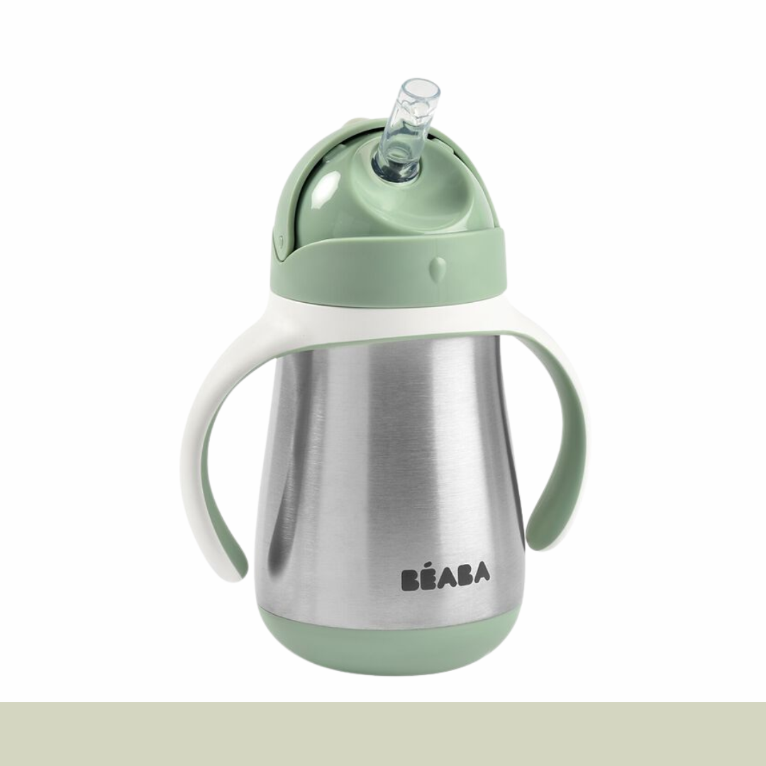 Béaba - Taza Inox con Popote y Asas - Verde