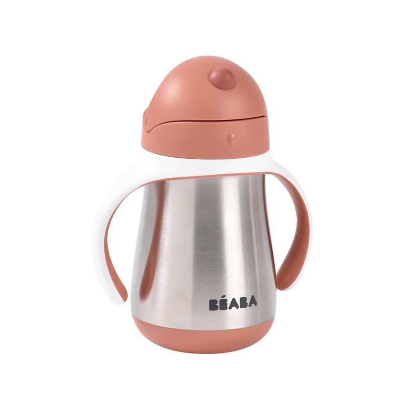 Béaba - Taza Inox con Popote y Asas - Terracota