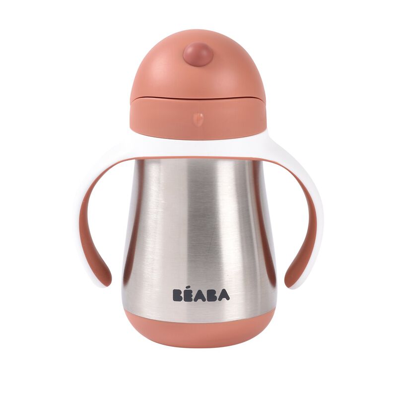 Béaba - Taza Inox con Popote y Asas - Terracota