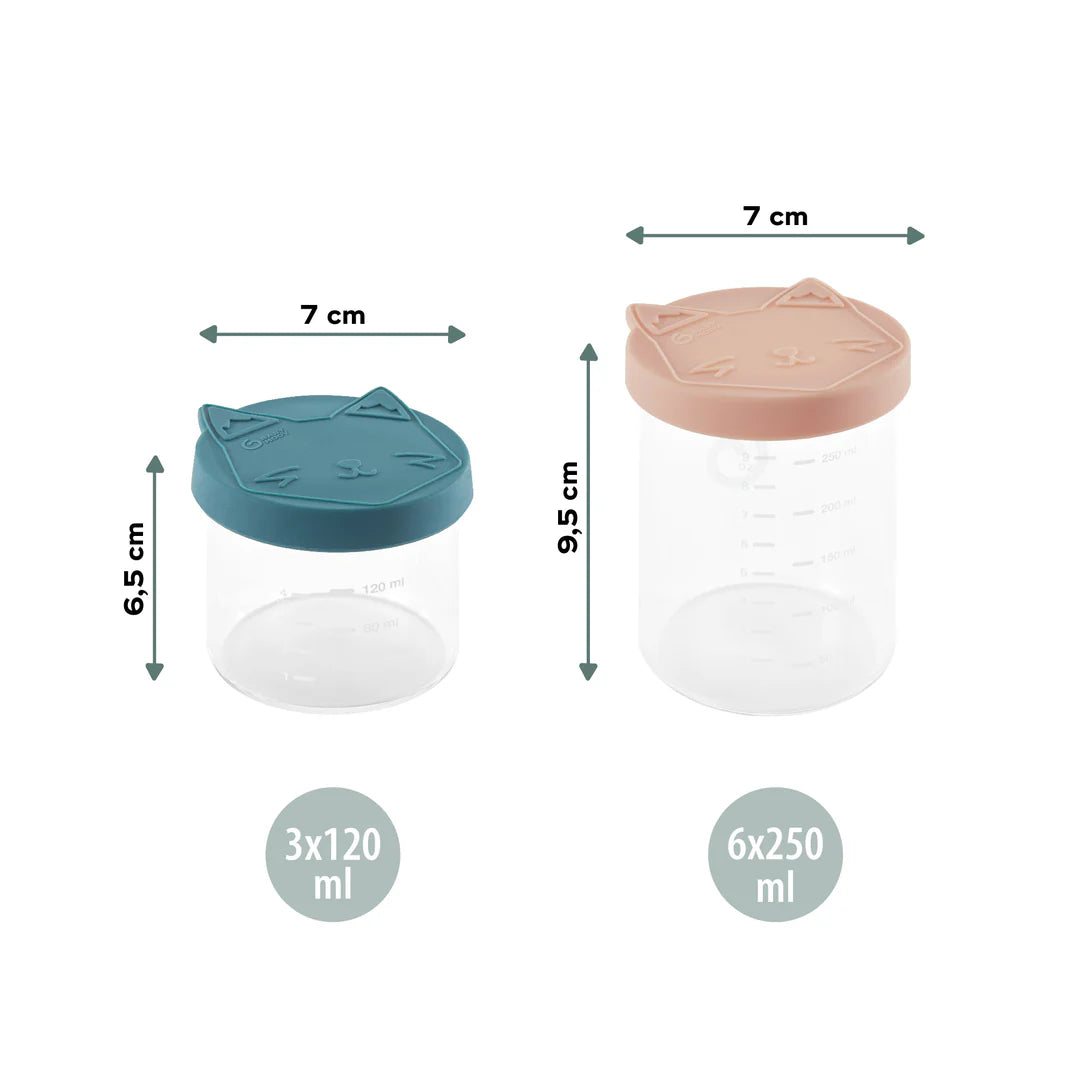 Babymoov - Juego de 9 Botes de Cristal 250 ml / 150ml