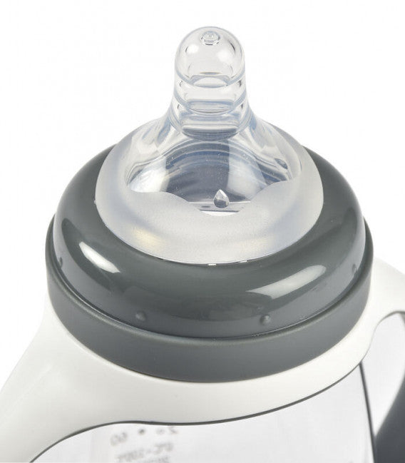 Béaba - Biberón de Aprendizaje 2 en 1 -  Cristal 210 ml - Antracita (Gris)
